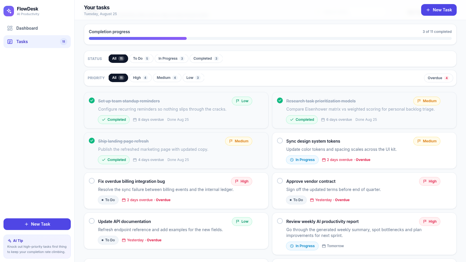 FlowDesk · AI Productivity cover