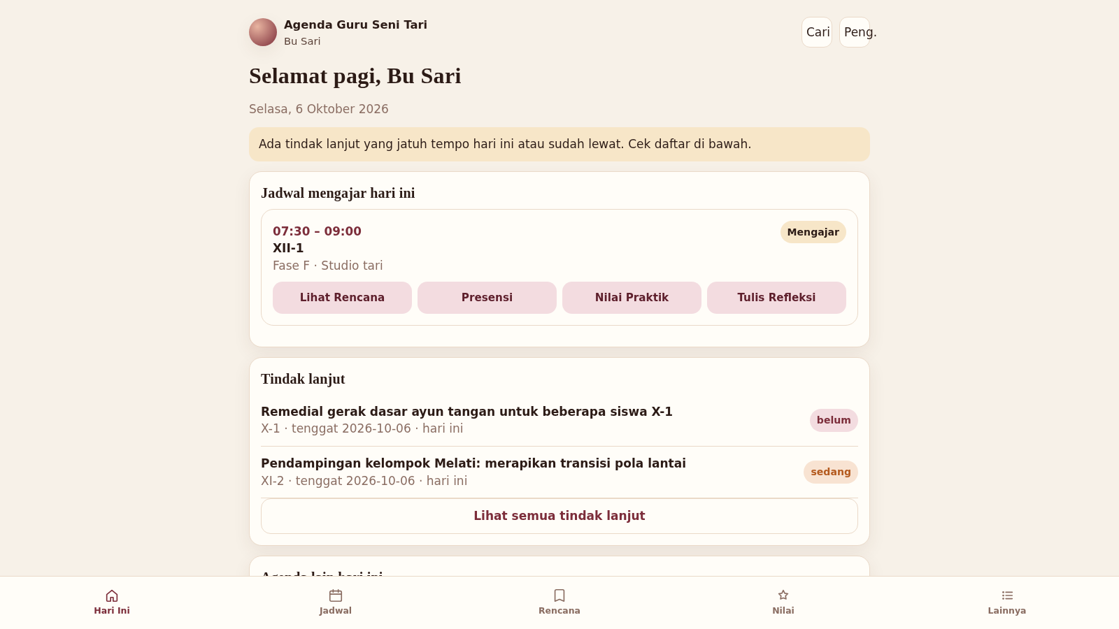 Agenda Guru Seni Tari