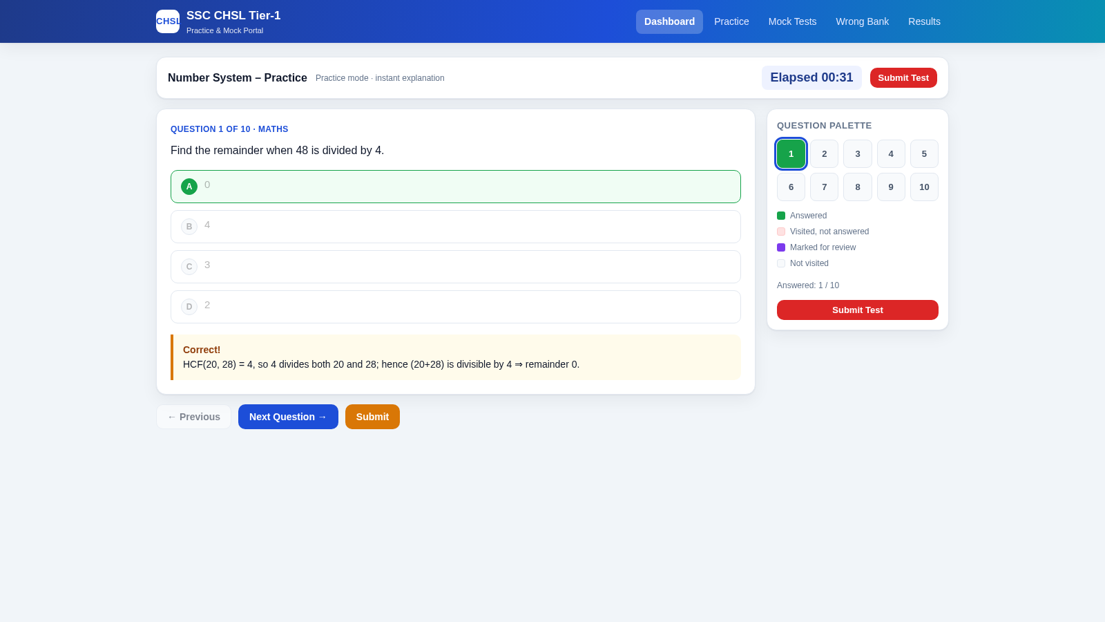 SSC CHSL Tier-1 Practice Portal cover