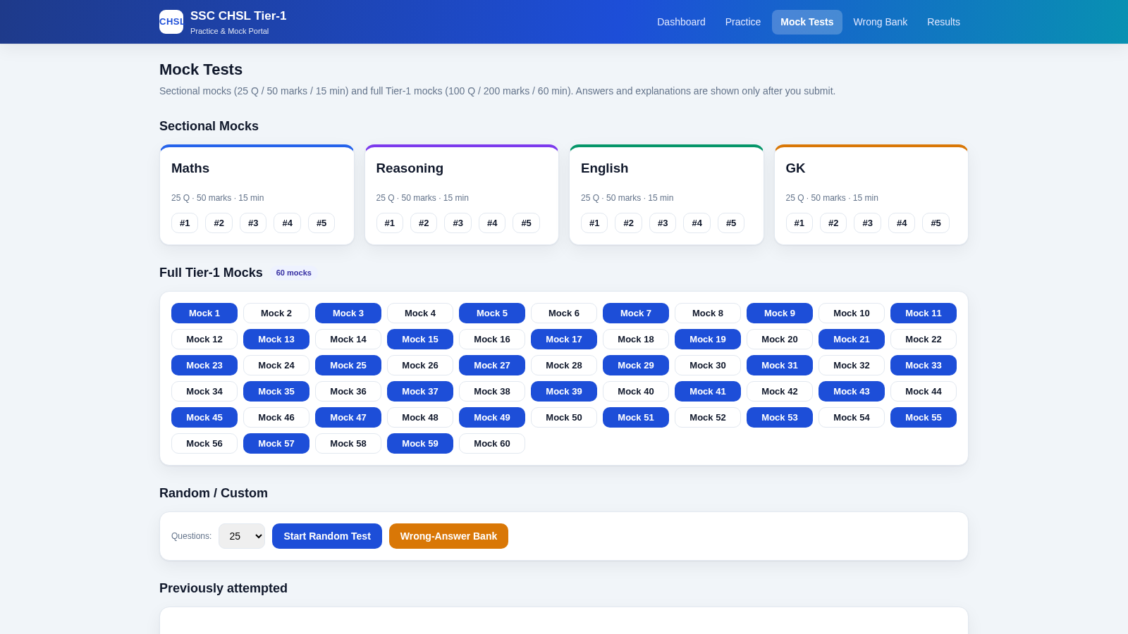 SSC CHSL Tier-1 Practice Portal cover