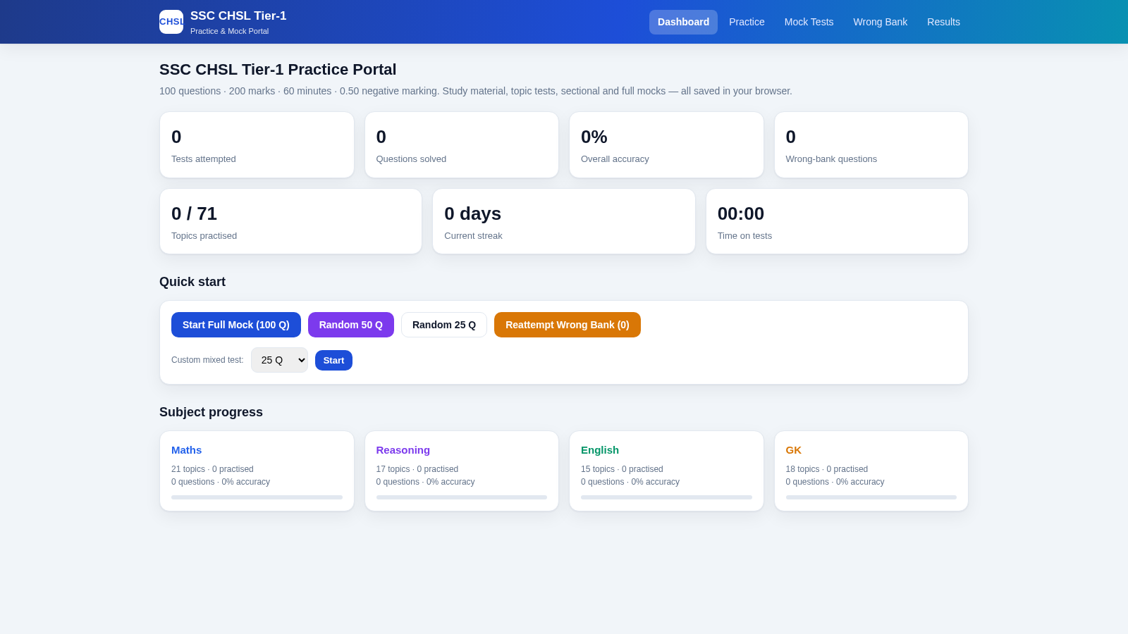 SSC CHSL Tier-1 Practice Portal cover