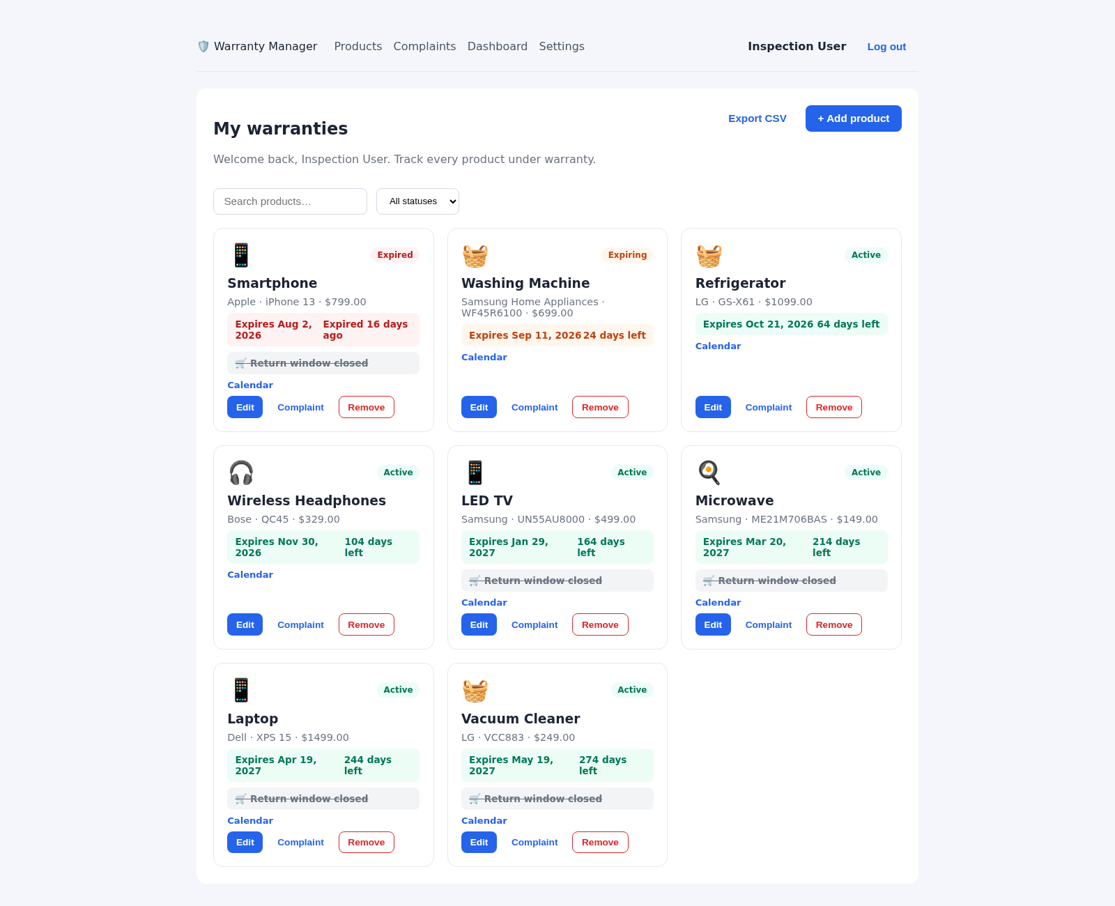 Warranty Manager