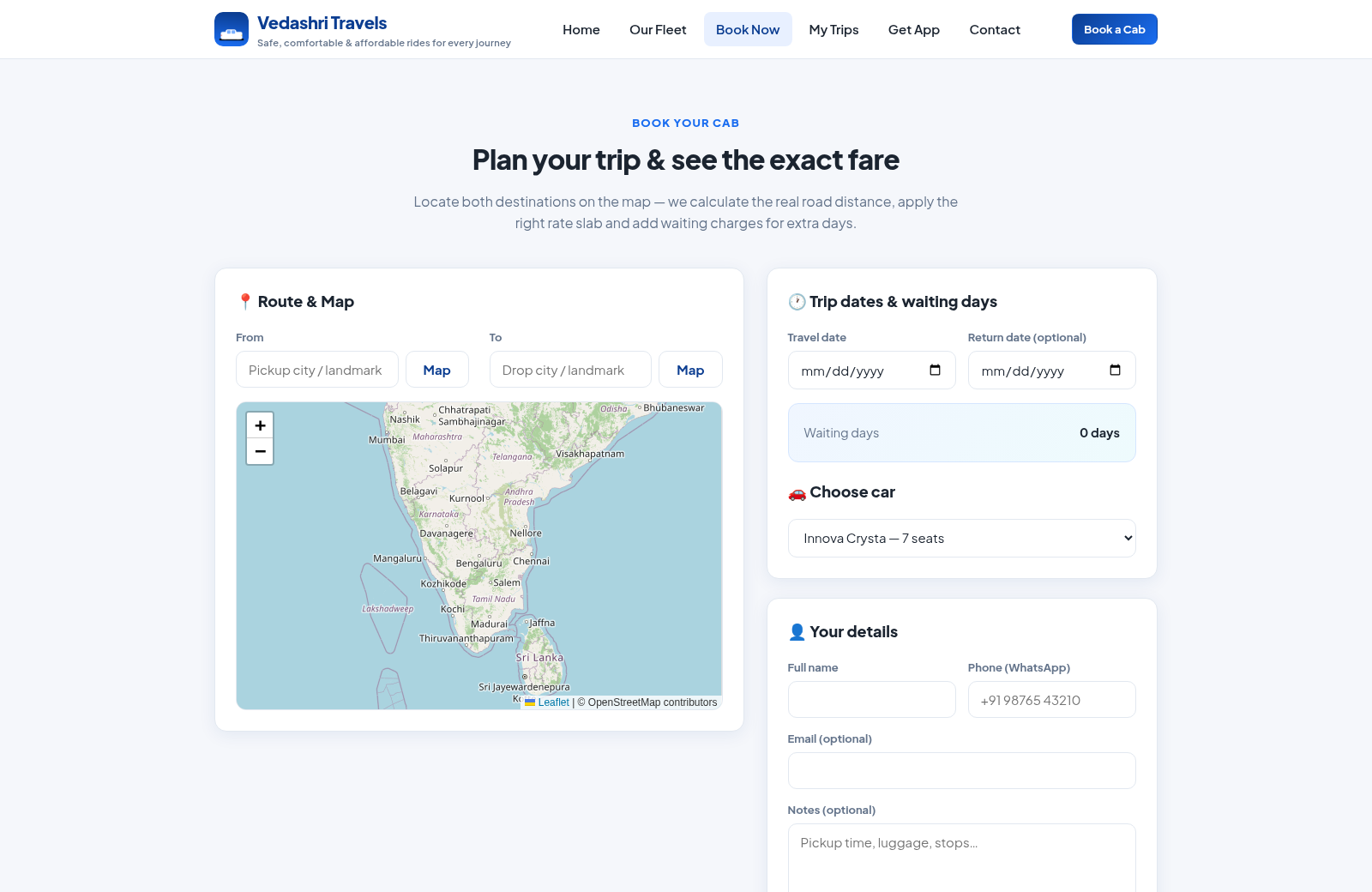 SwiftRide Cabs — Car Rentals cover