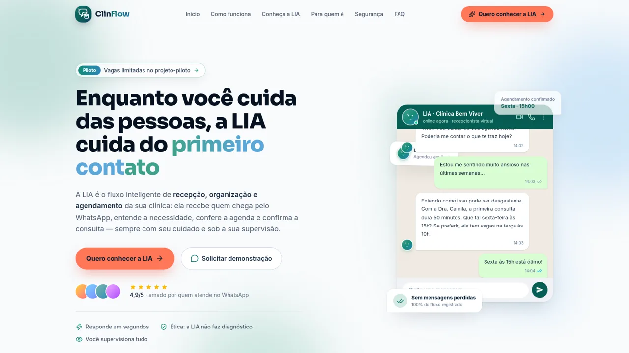 ClinFlow · Recepção com a LIA