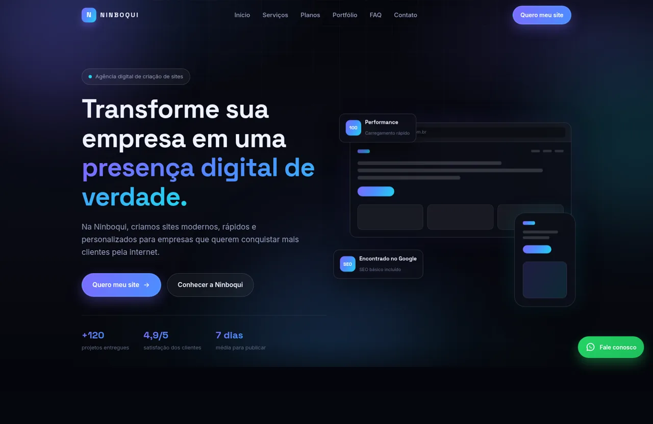 NINBOQUI - Criação de Sites cover