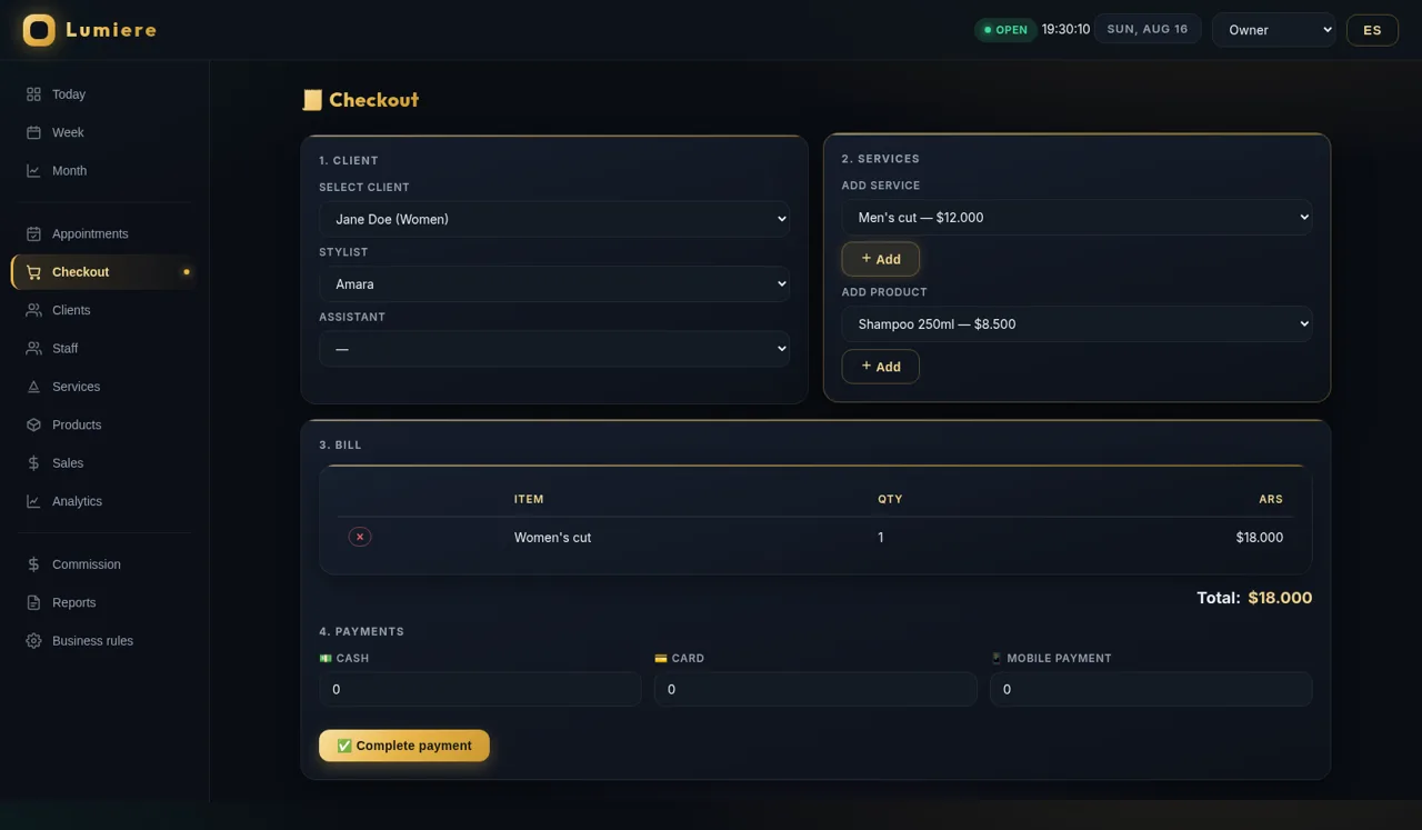 Lumiere POS Dashboard cover