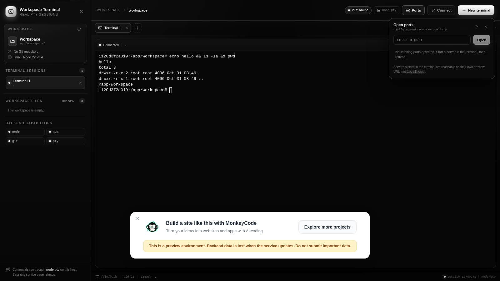 Workspace Terminal cover