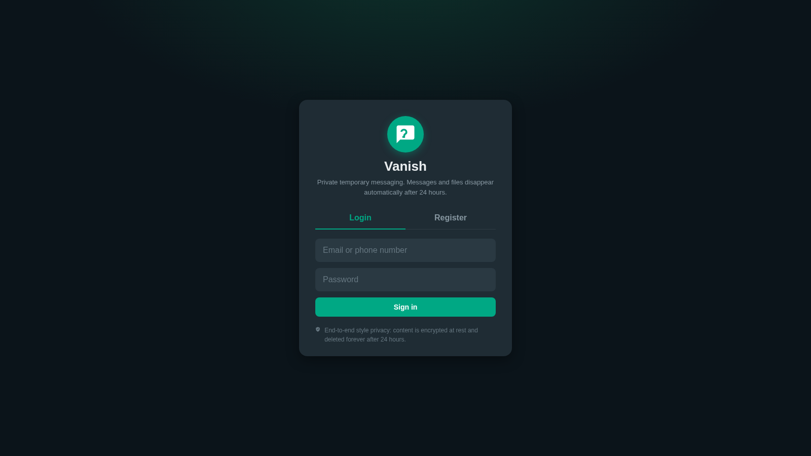 Vanish - Temporary Messenger