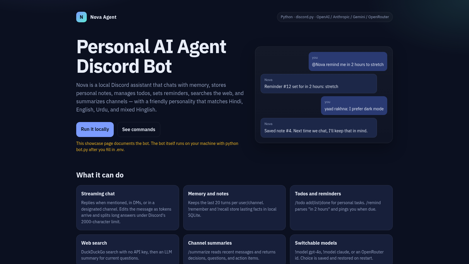 Nova Discord AI Agent cover