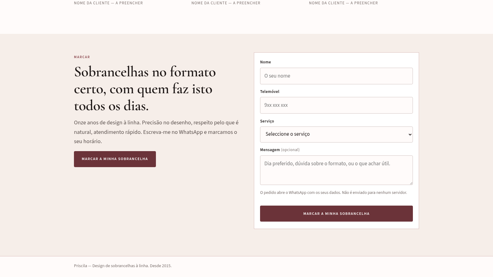Priscila Sobrancelhas à Linha cover