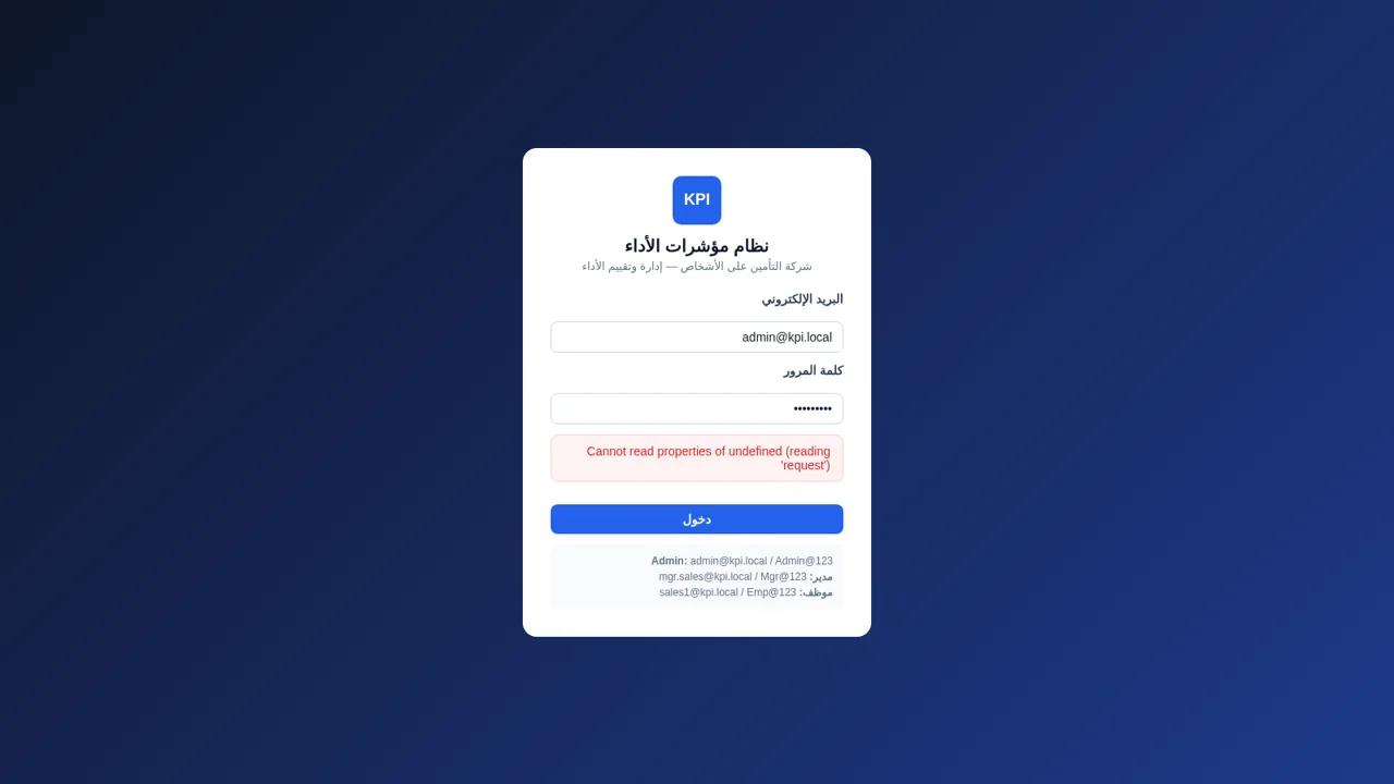 نظام KPI لشركة التأمين