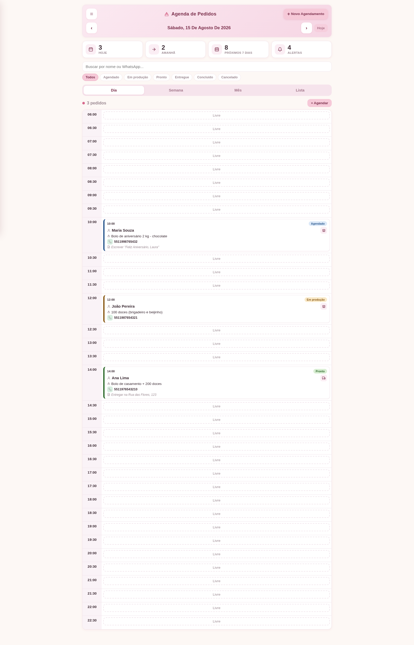 Agenda de Pedidos - Confeitaria