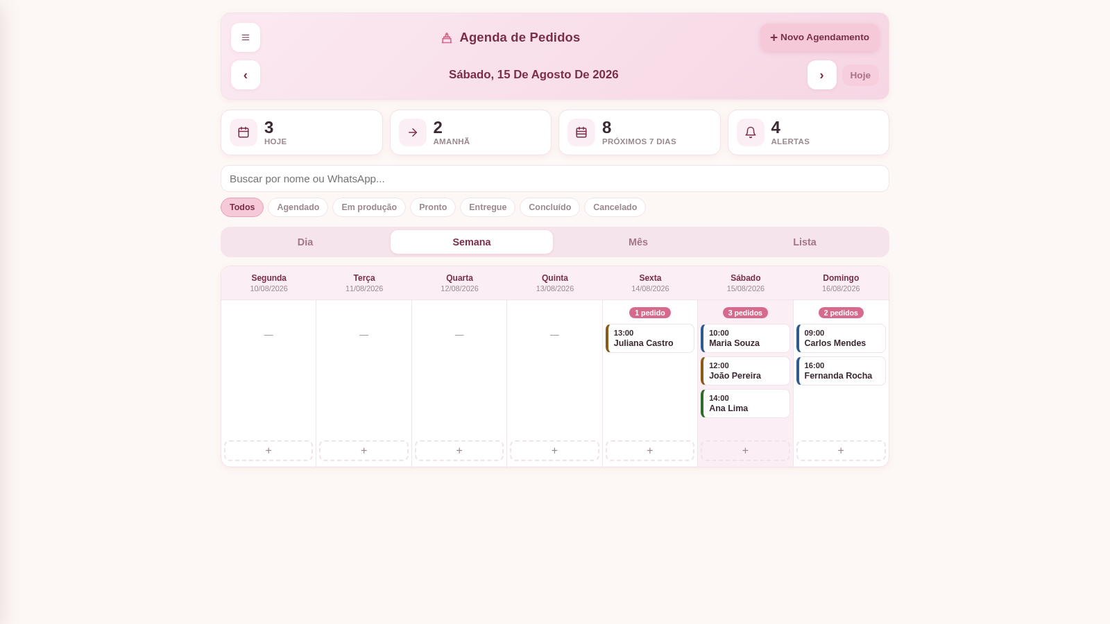 Agenda de Pedidos - Confeitaria