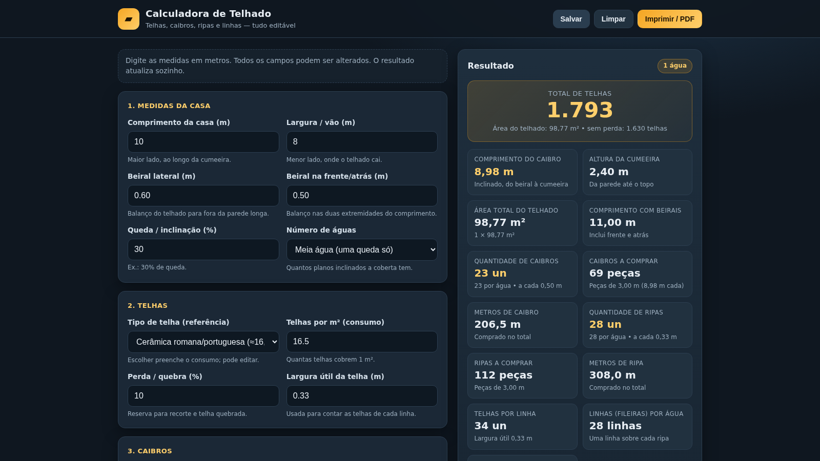 Calculadora de Telhado cover