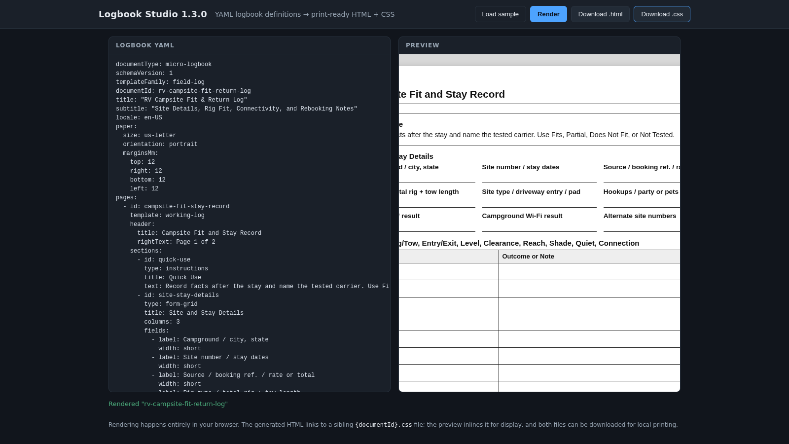 Logbook Studio Renderer Demo