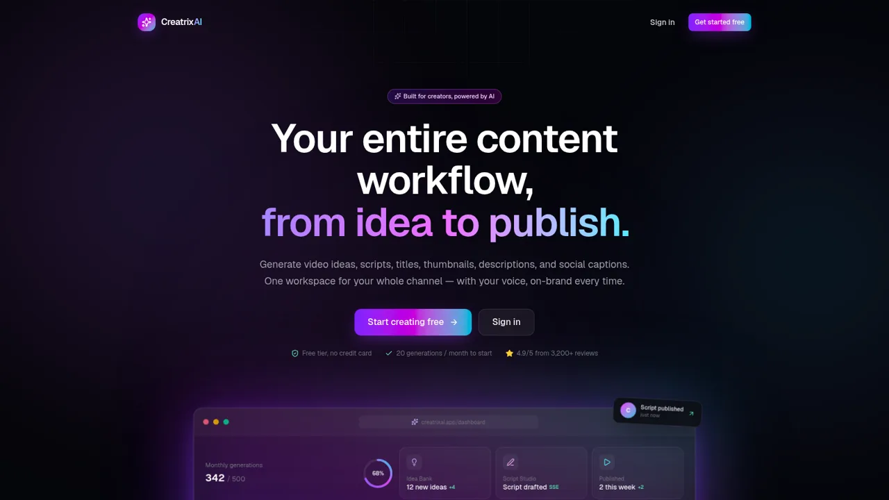 CreatrixAI — AI Content Studio