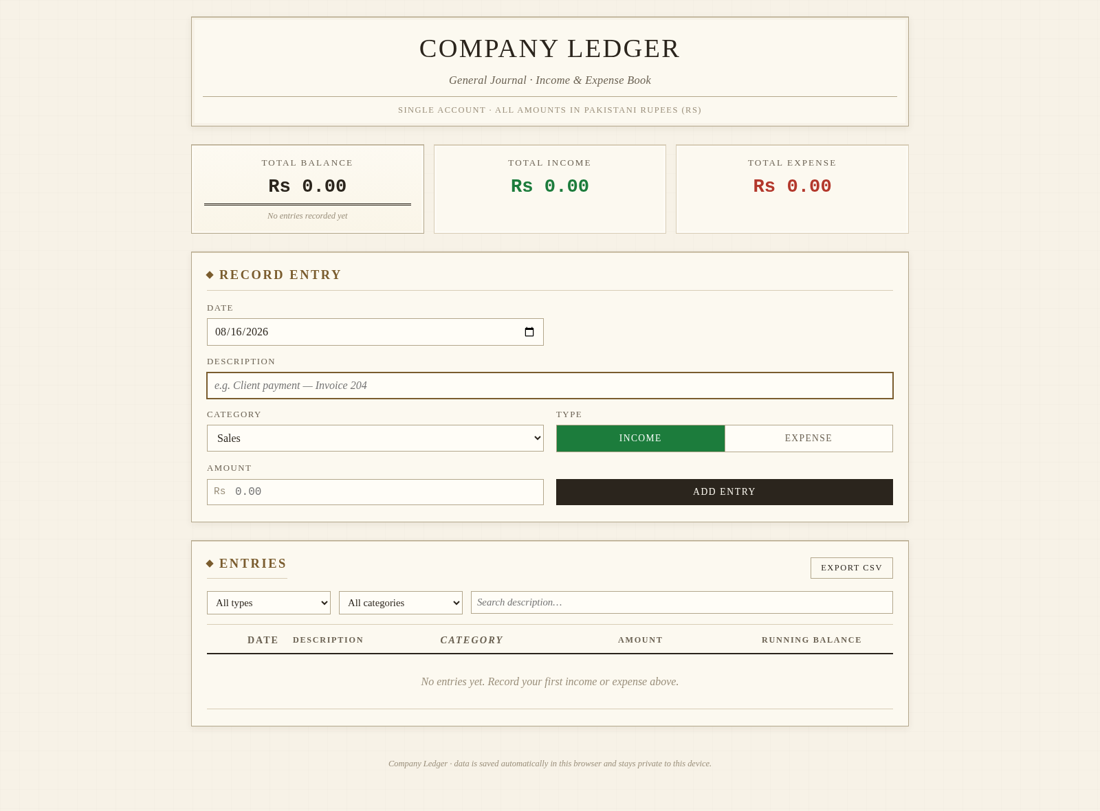 Company Bookkeeper