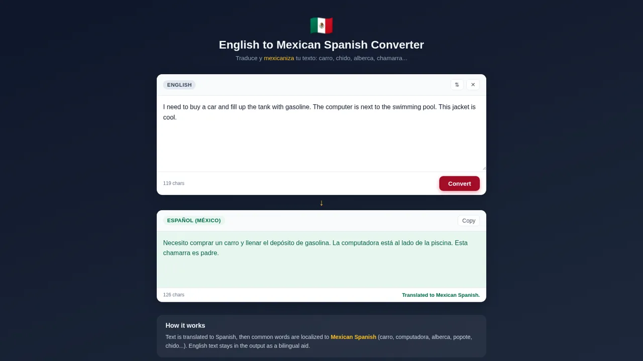 English to Mexican Spanish