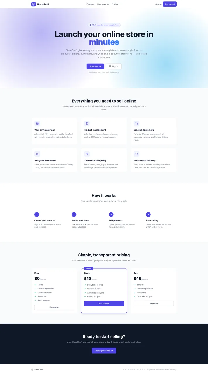 StoreCraft — E-Commerce SaaS