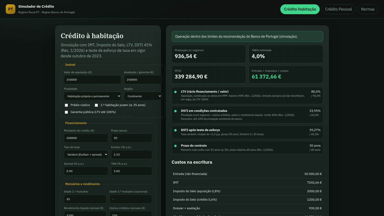 Simulador de Crédito PT