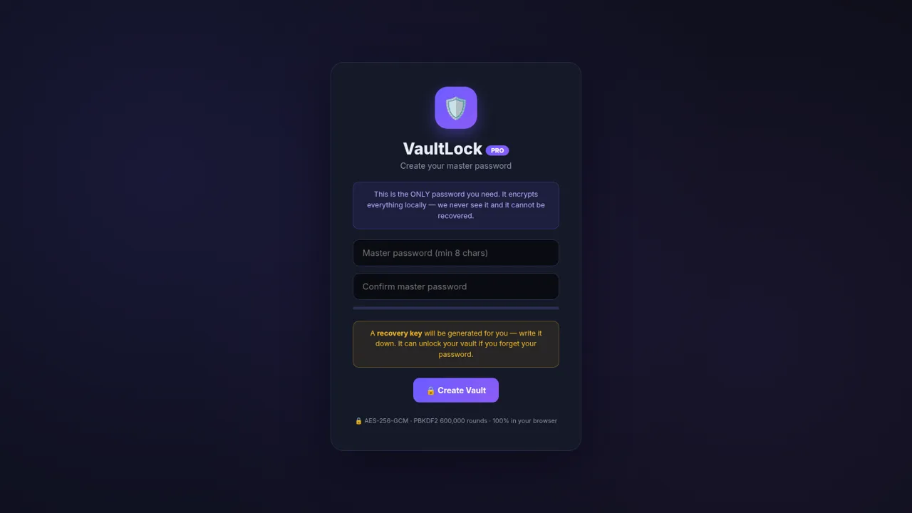 VaultLock PRO Password Manager