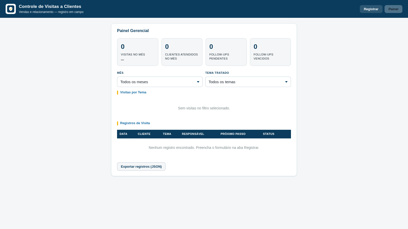 Controle de Visitas a Clientes cover