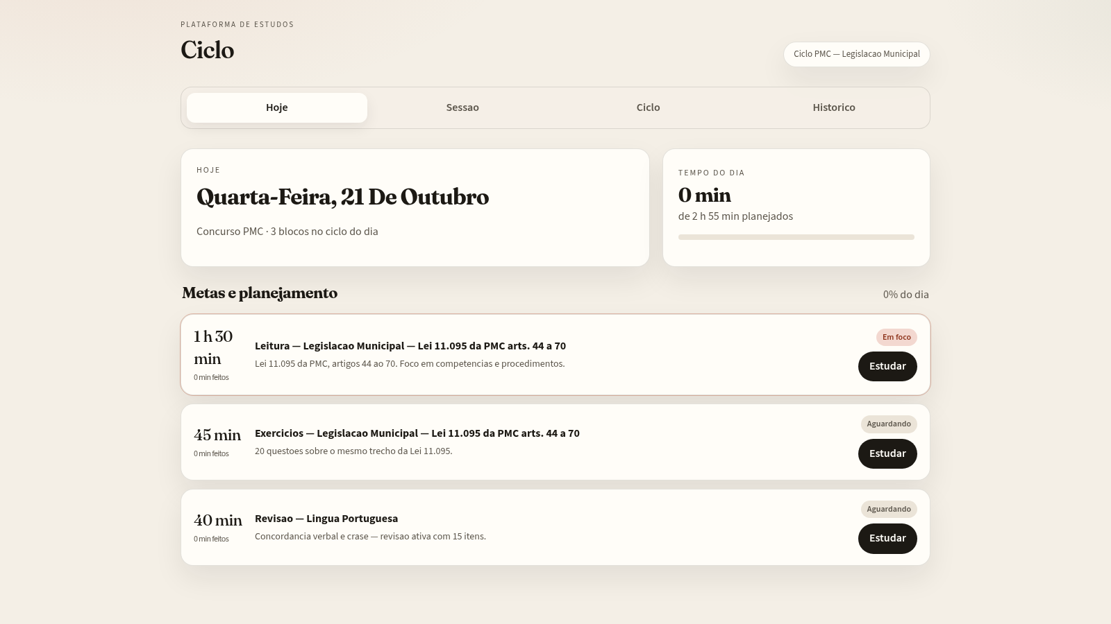 Ciclo — Controle de Estudos
