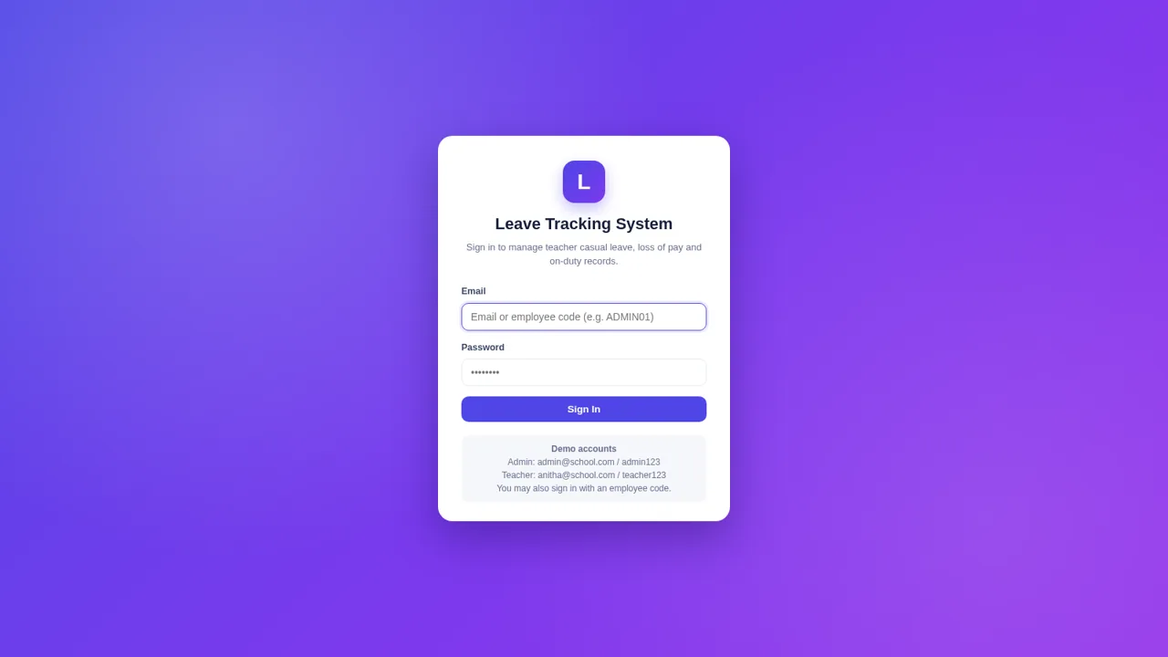 Leave Tracking System cover