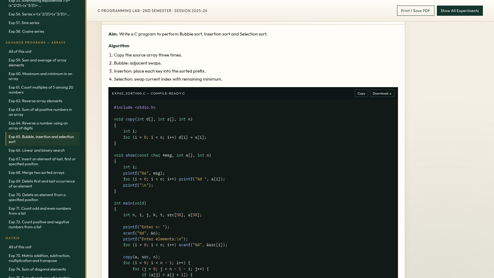C Programming Practical Record cover