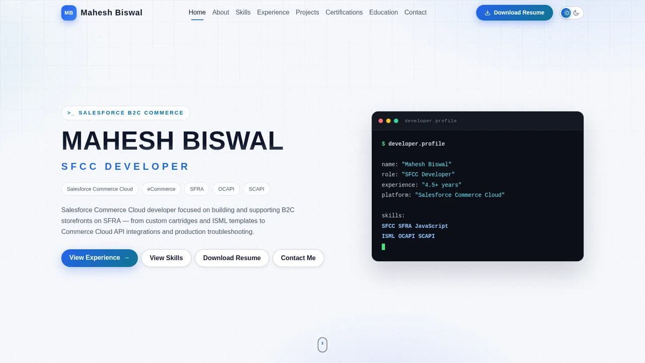 Mahesh Biswal | SFCC Developer cover