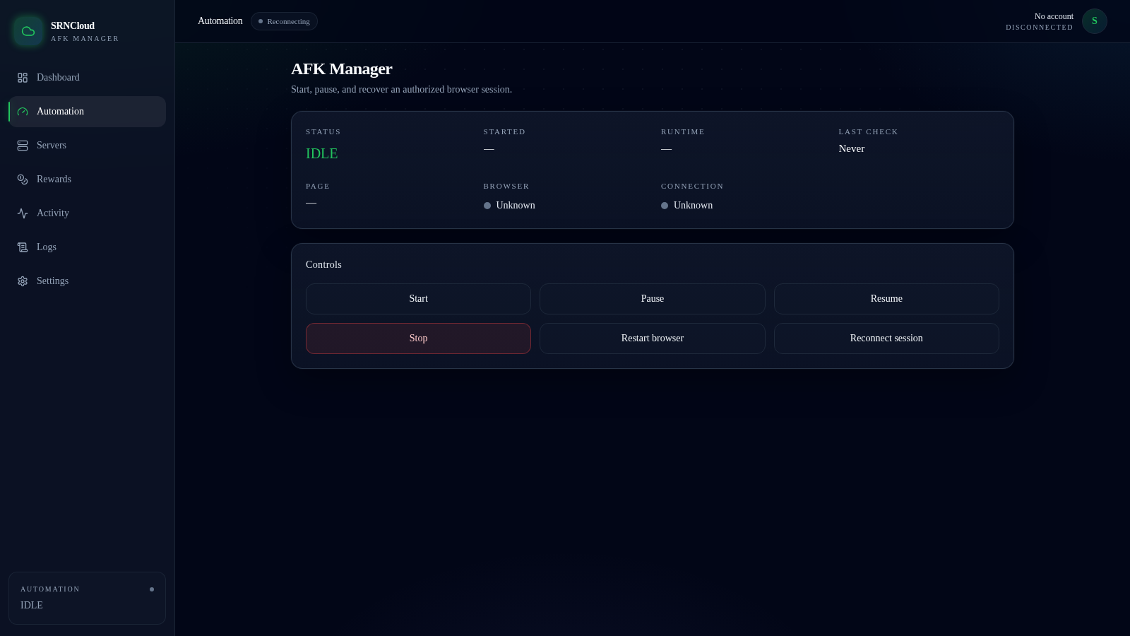 SRNCloud AFK Manager cover